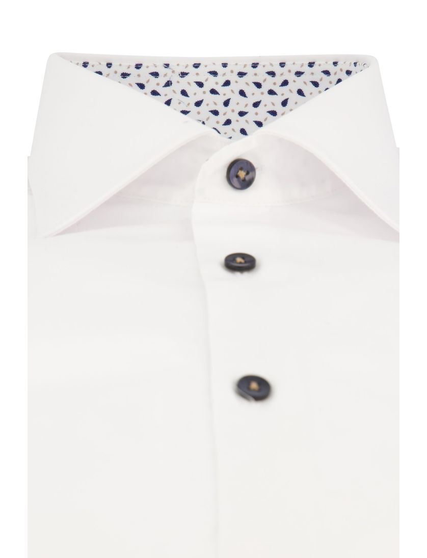 Ledub zakelijk overhemd normale fit wit effen katoen borstzak