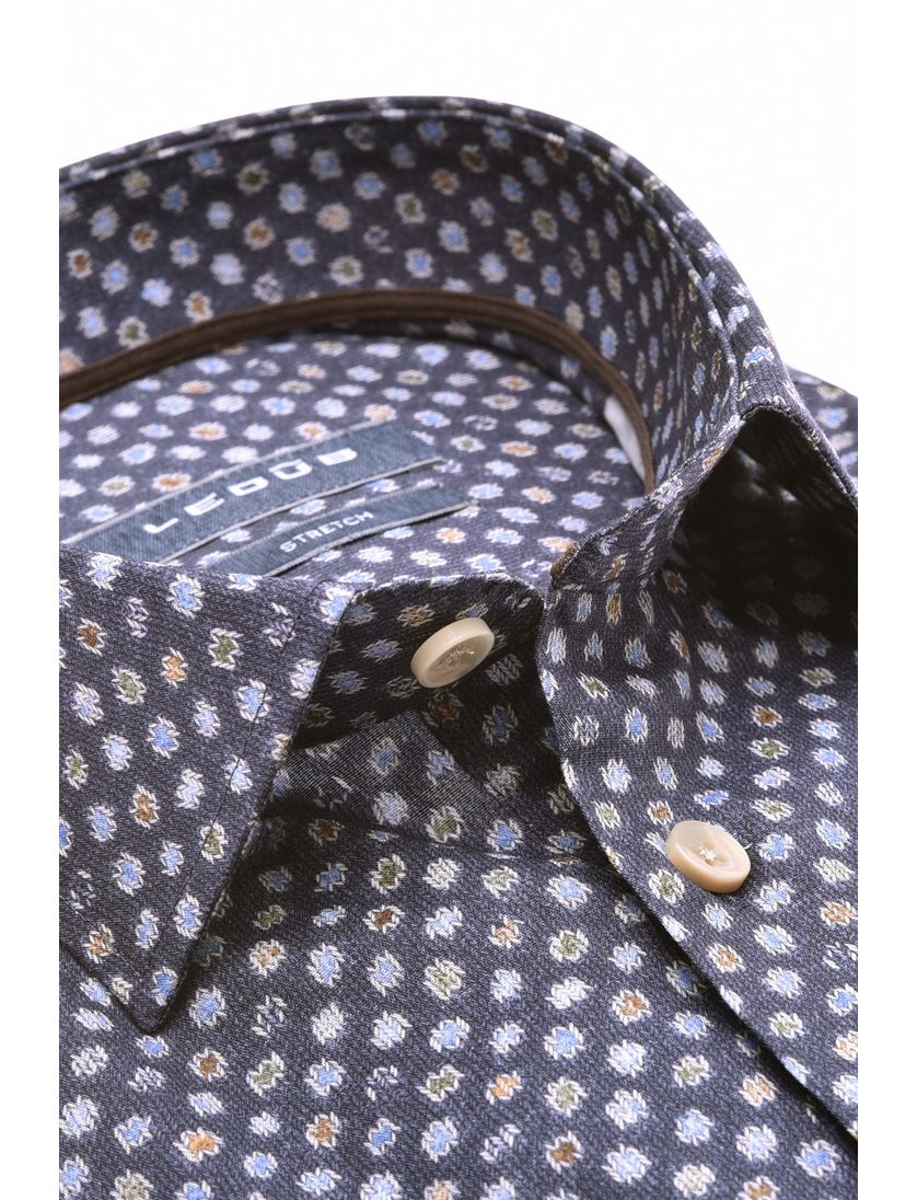 Ledub overhemd donkerblauw geprint