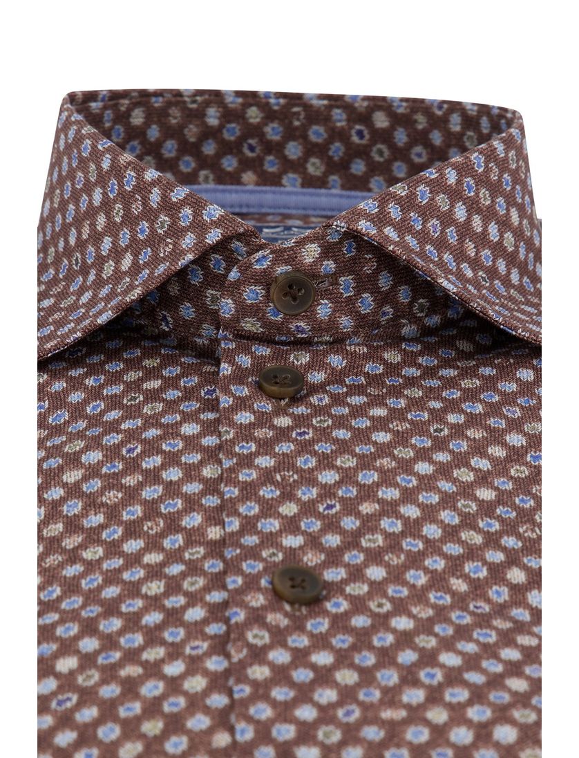 Ledub bruin geprint overhemd modern fit katoen