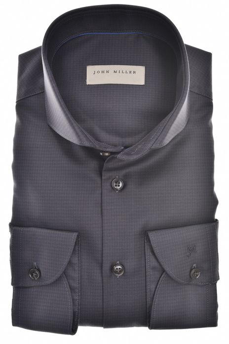 John Miller business overhemd normale fit bruin geruit