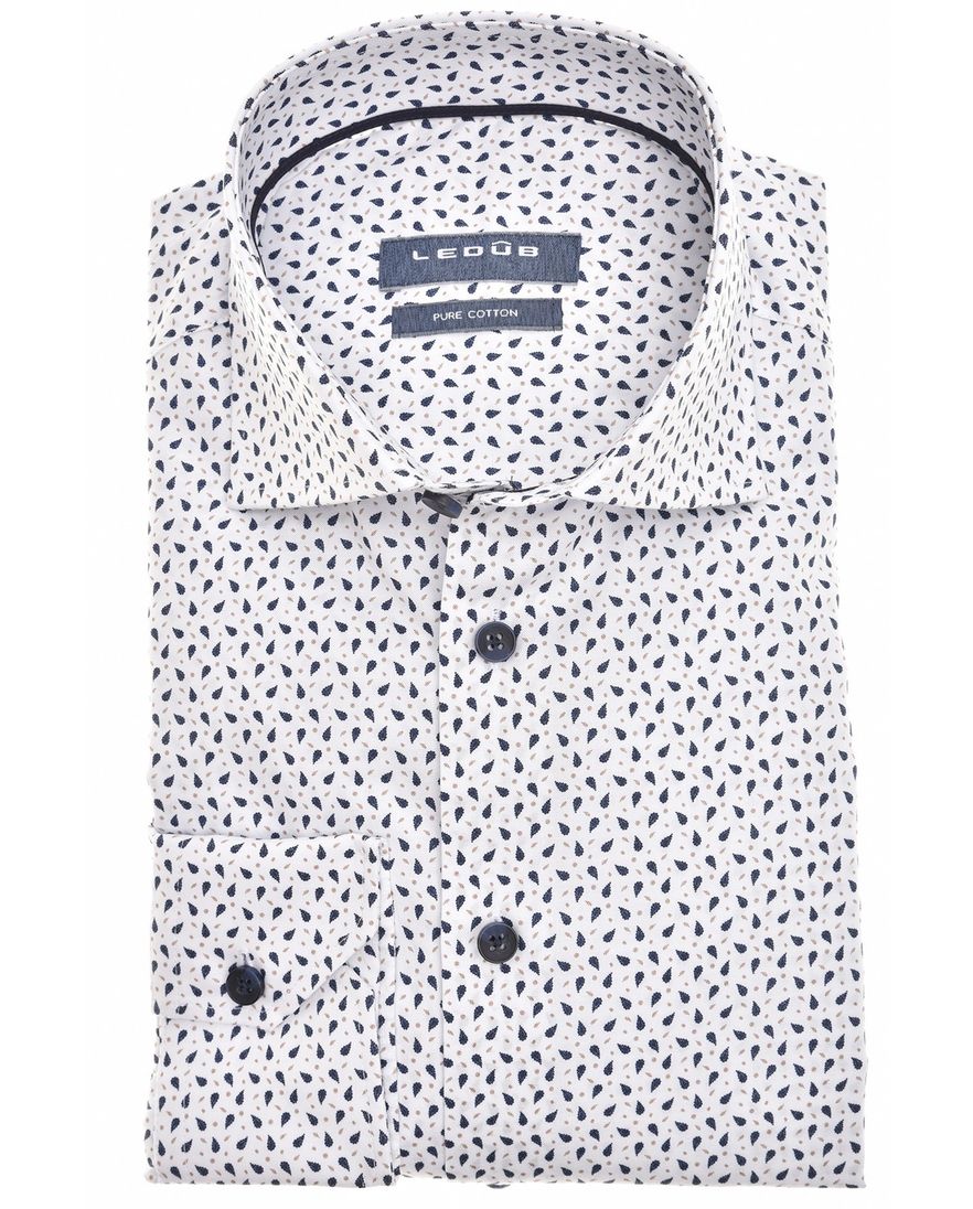 Ledub business overhemd Modern Fit New donkerblauw geprint