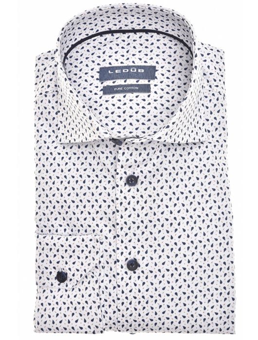 Ledub overhemd wit geprint