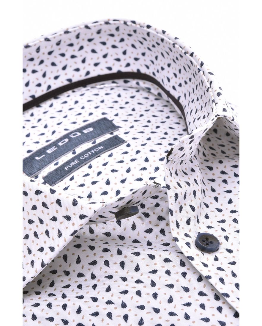 Ledub business overhemd Modern Fit New donkerblauw geprint