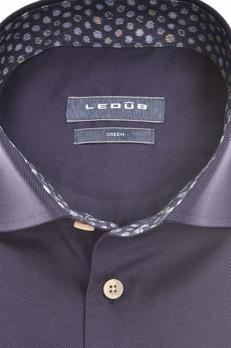 Ledub overhemd donkerblauw effen
