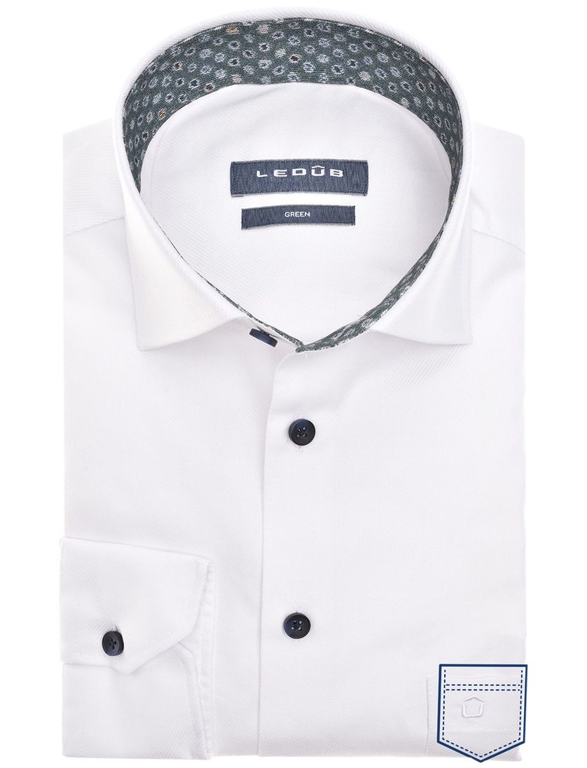 Ledub overhemd wit effen