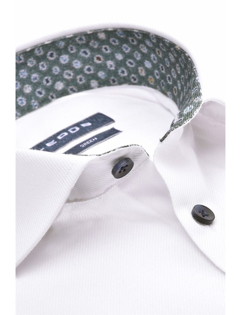 Ledub overhemd wit effen