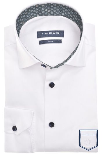 Ledub Mouwlengte 7 overhemd Ledub wit met borstzak