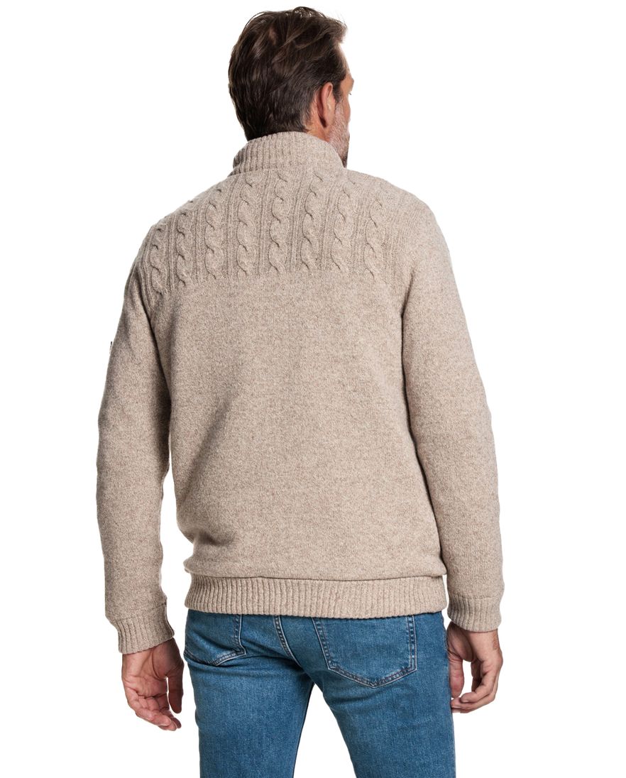 Baileys vest opstaande kraag beige rits effen textuur wol