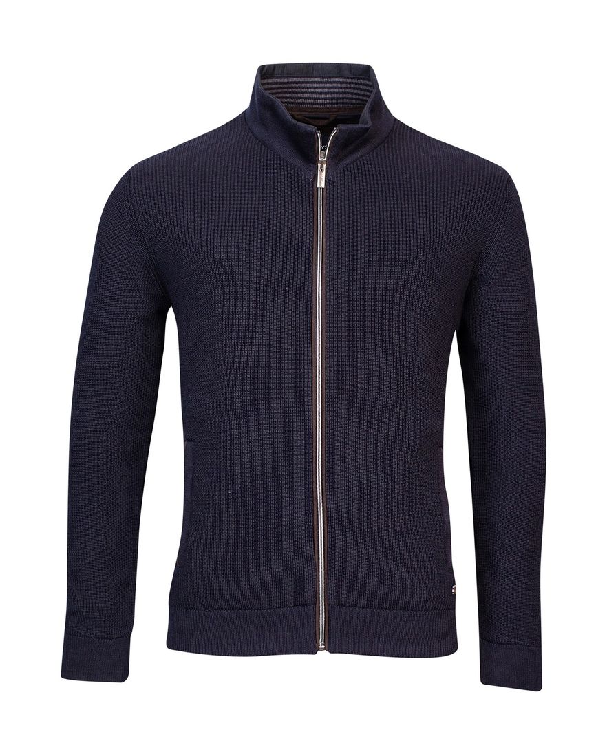 Baileys vest opstaande kraag donkerblauw rits zilver effen wol
