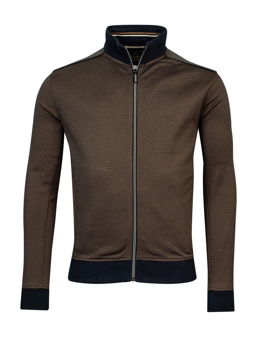 Baileys vest opstaande kraag bruin rits donkerblauwe details effen