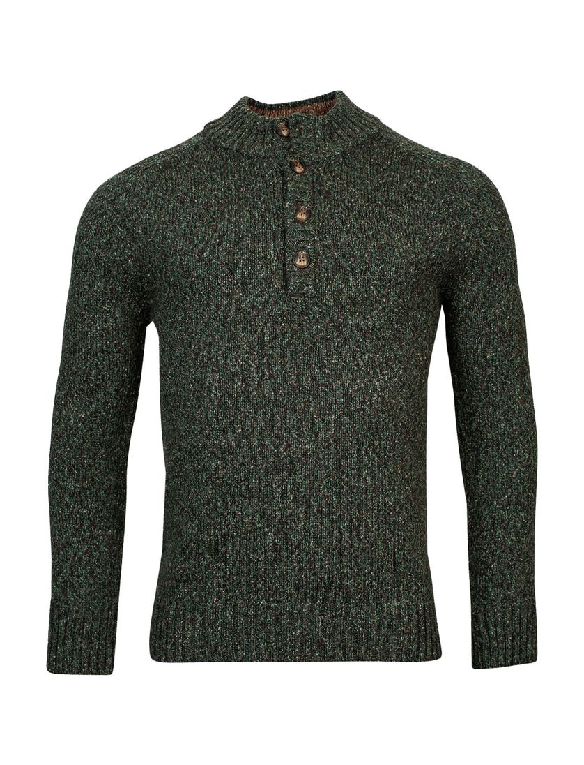 Baileys trui opstaande kraag groen multicolor knopen effen