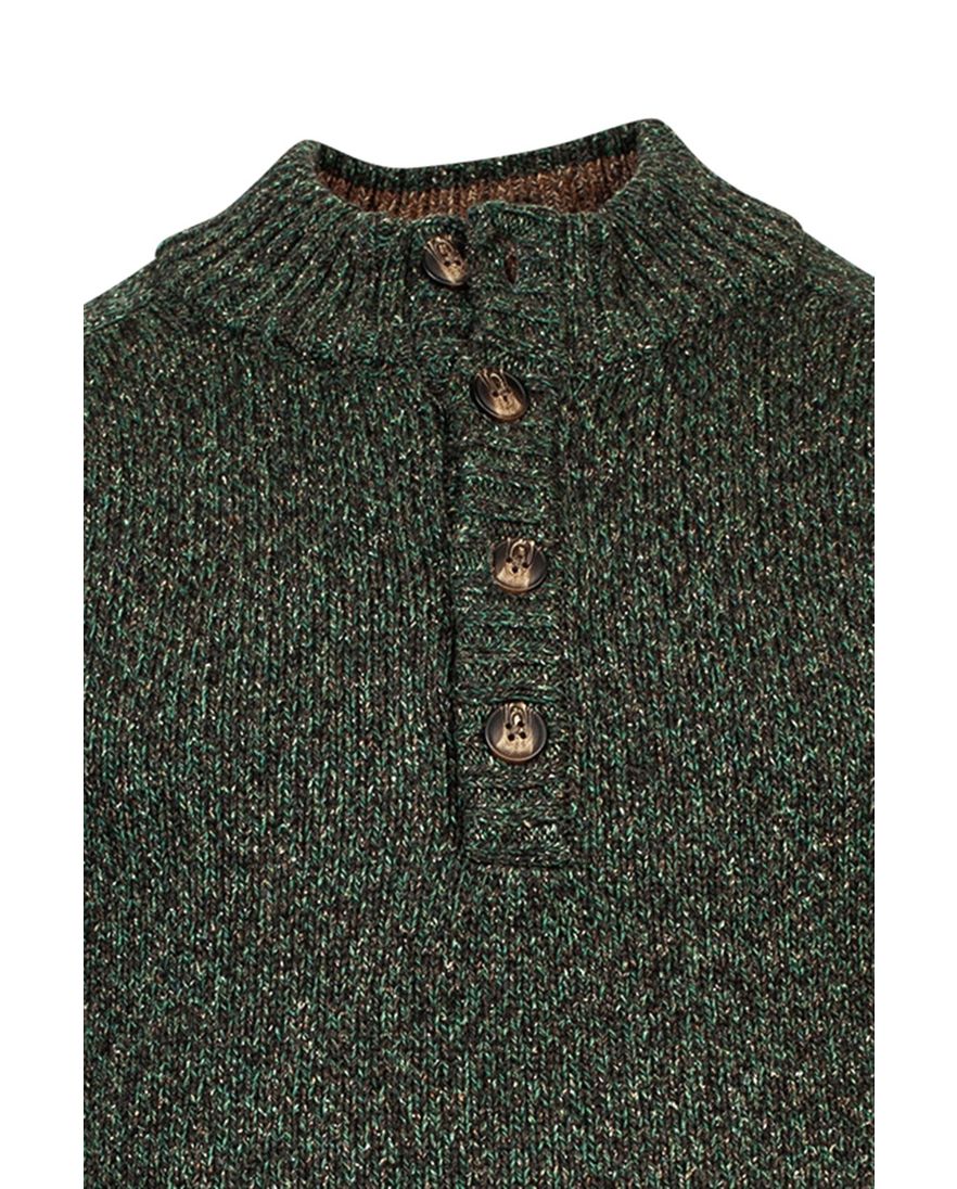 Baileys trui opstaande kraag groen multicolor knopen