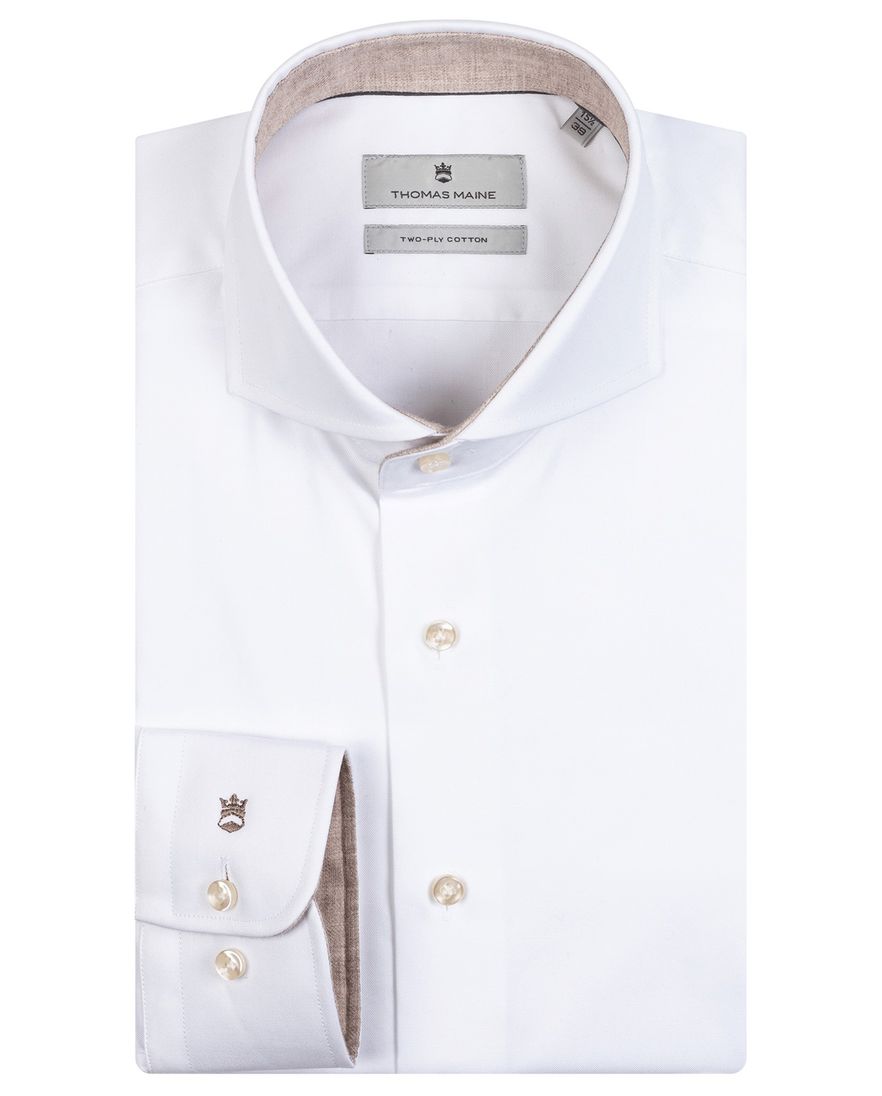 Thomas Maine business overhemd normale fit wit wide spread