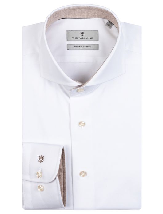 Thomas Maine overhemd mouwlengte 7 wit/zand