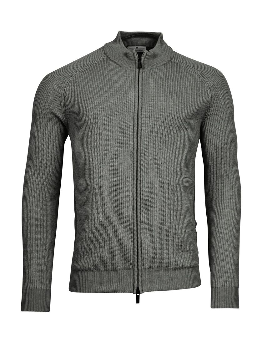 vest Thomas Maine opstaande kraag groen rits effen wol