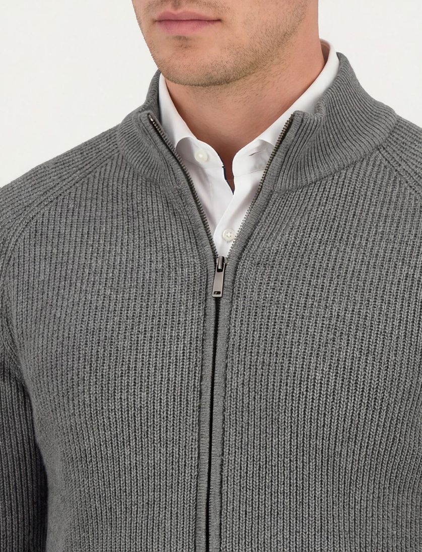 vest Thomas Maine opstaande kraag groen rits effen wol