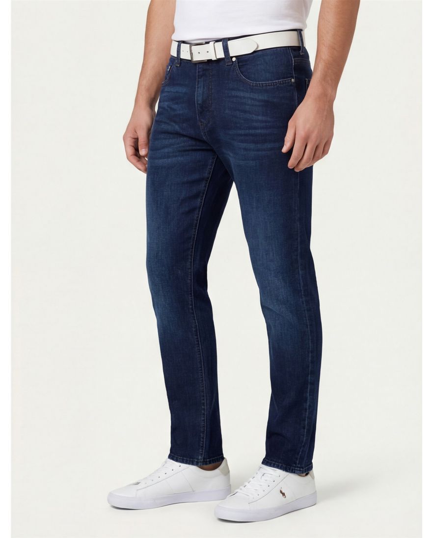 Pierre Cardin 5 pocket jeans donkerblauw Lyon Tapered Fit