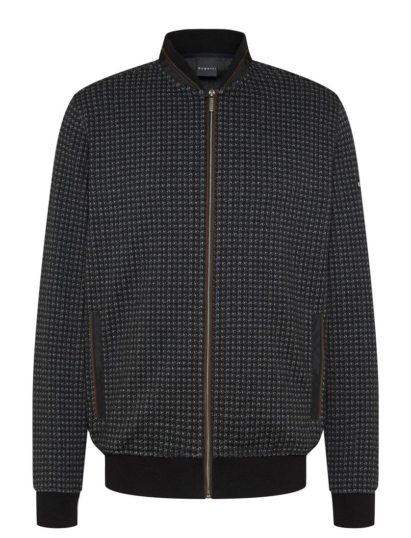 Bugatti vest zwart rits effen katoen