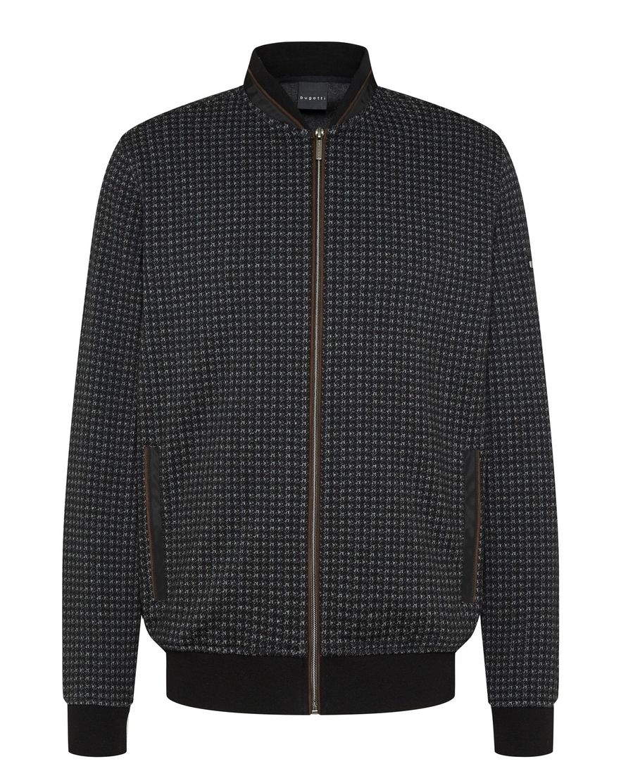 Bugatti vest zwart rits effen katoen