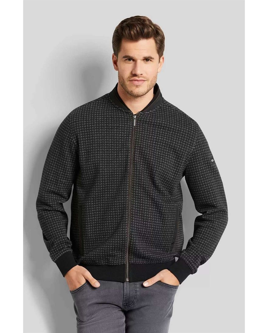 Bugatti vest zwart rits effen katoen