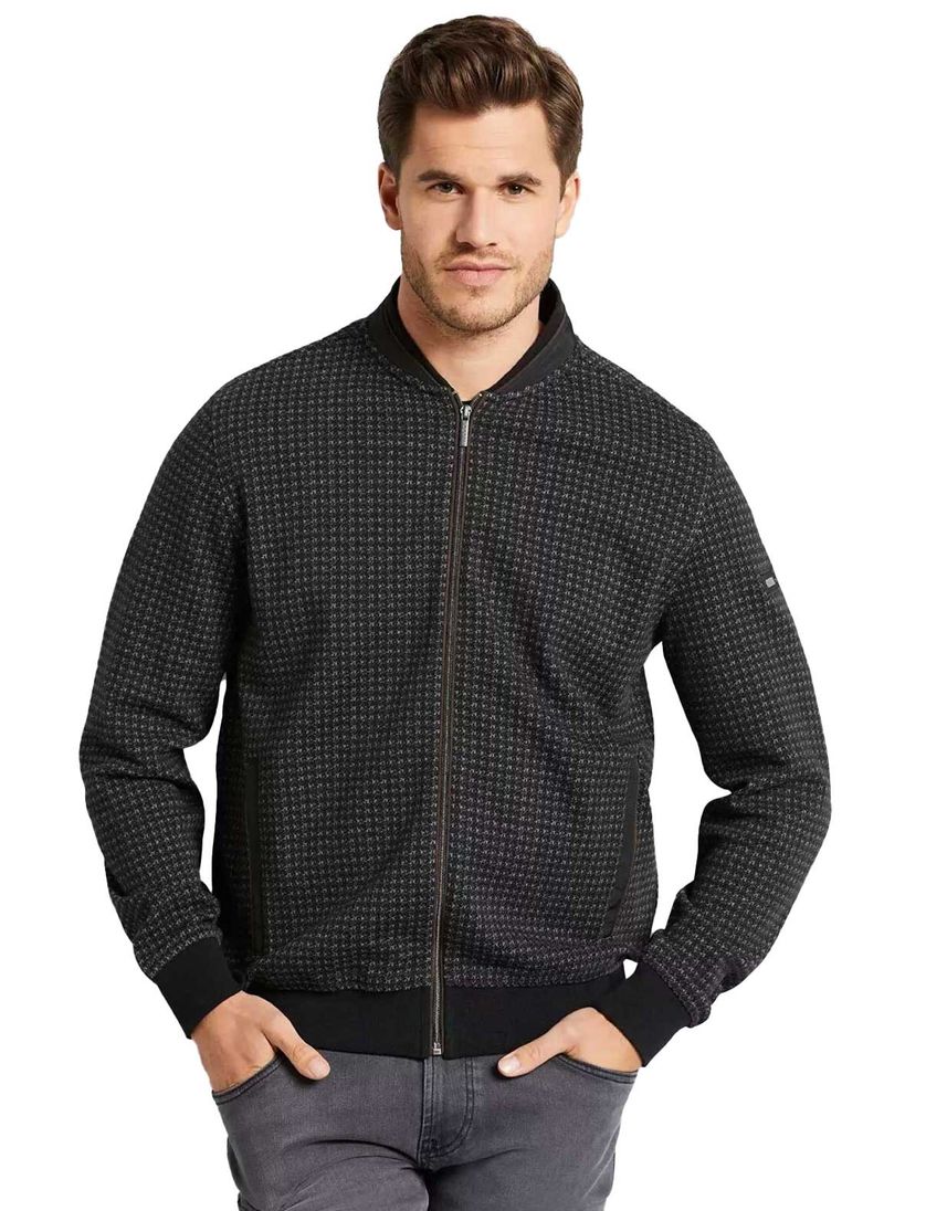 Bugatti vest zwart rits effen katoen