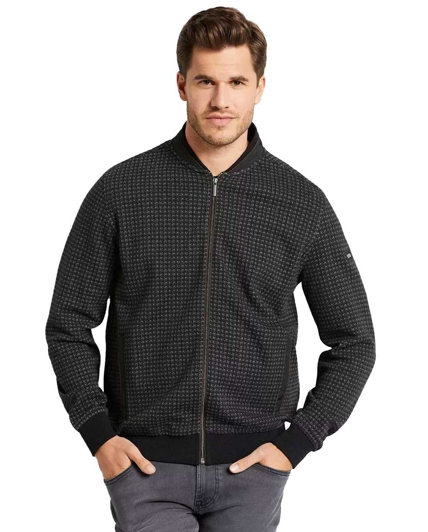 Bugatti vest zwart rits effen katoen