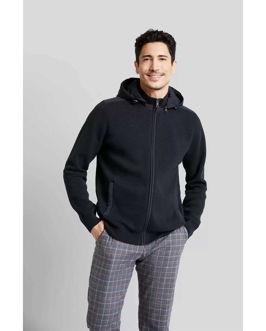 Bugatti vest opstaande kraag donkerblauw rits effen katoen