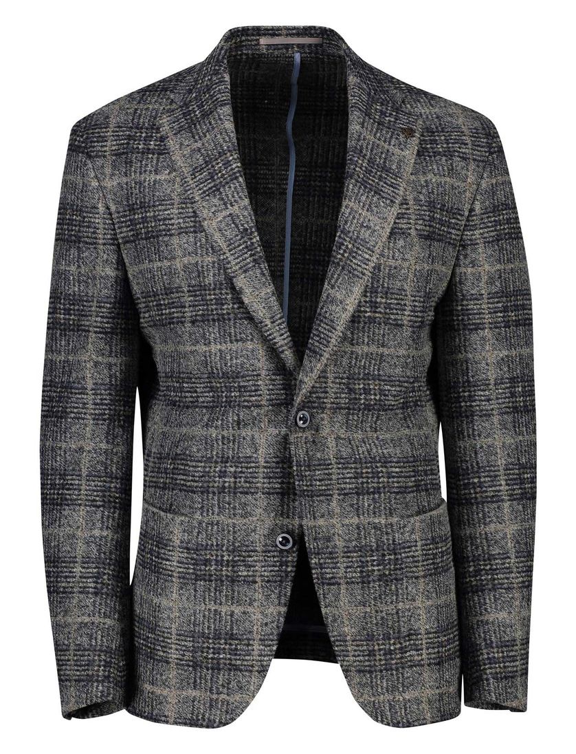 Roy Robson colbert grijs blauw geruit normale fit