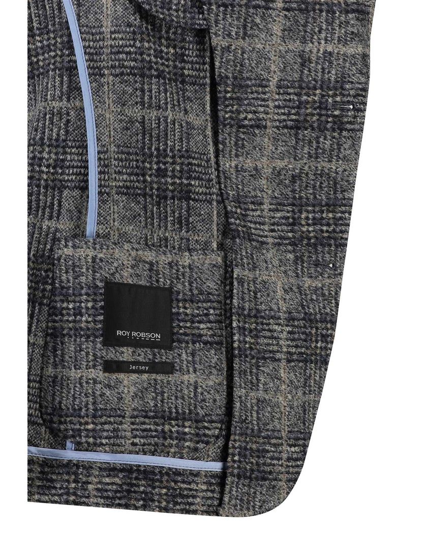 Roy Robson colbert grijs blauw geruit normale fit