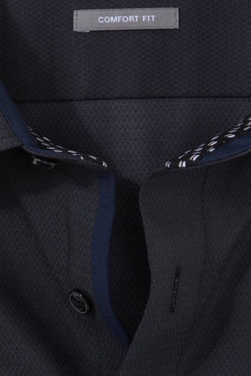 Olymp business overhemd wijde fit borstzak donkergrijs katoen