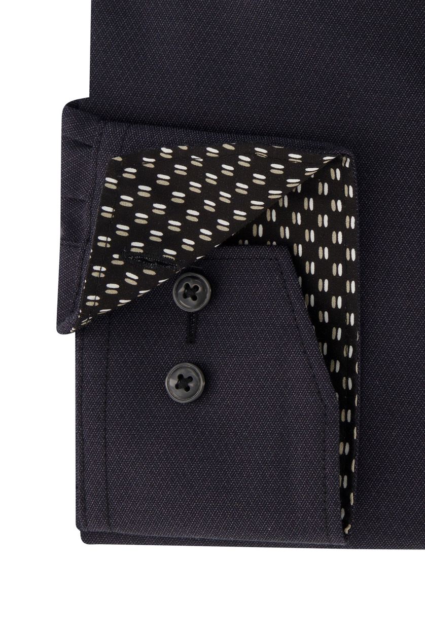 Olymp business overhemd wijde fit borstzak donkergrijs katoen