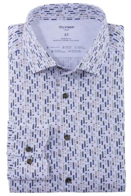 Olymp Olymp overhemd Luxor modern fit donkerblauw geprint