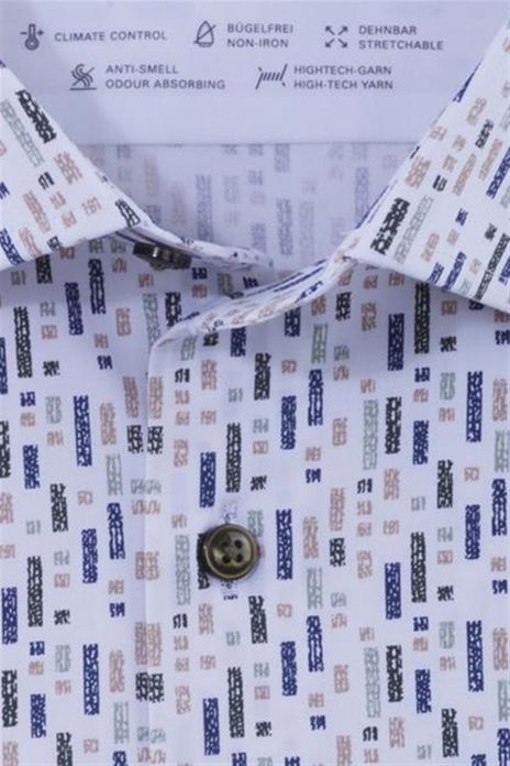 Olymp overhemd Luxor modern fit donkerblauw geprint