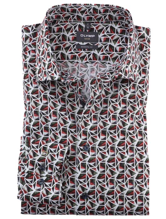 Olymp overhemd rood geprint