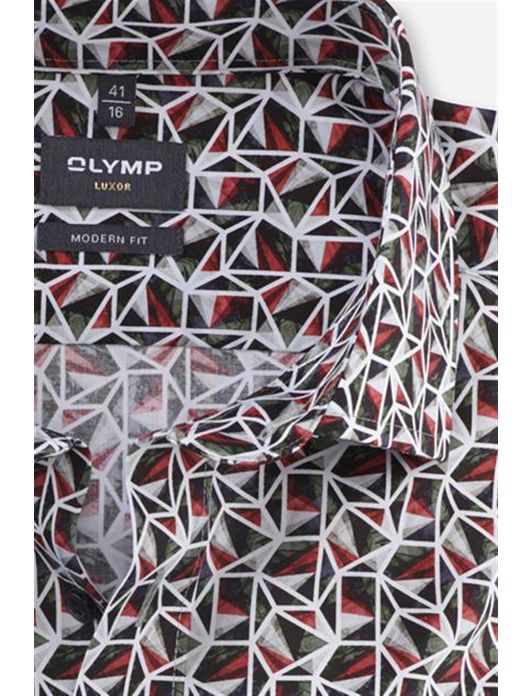 Olymp overhemd rood geprint