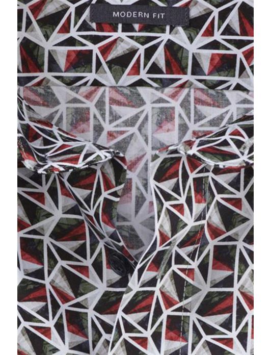 Olymp overhemd rood geprint