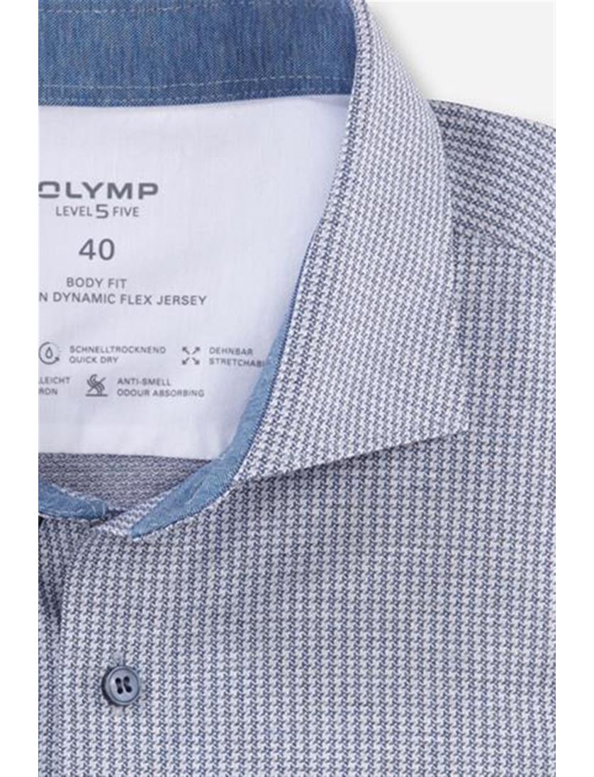 Level Five Olymp business overhemd lichtblauw geprint katoen