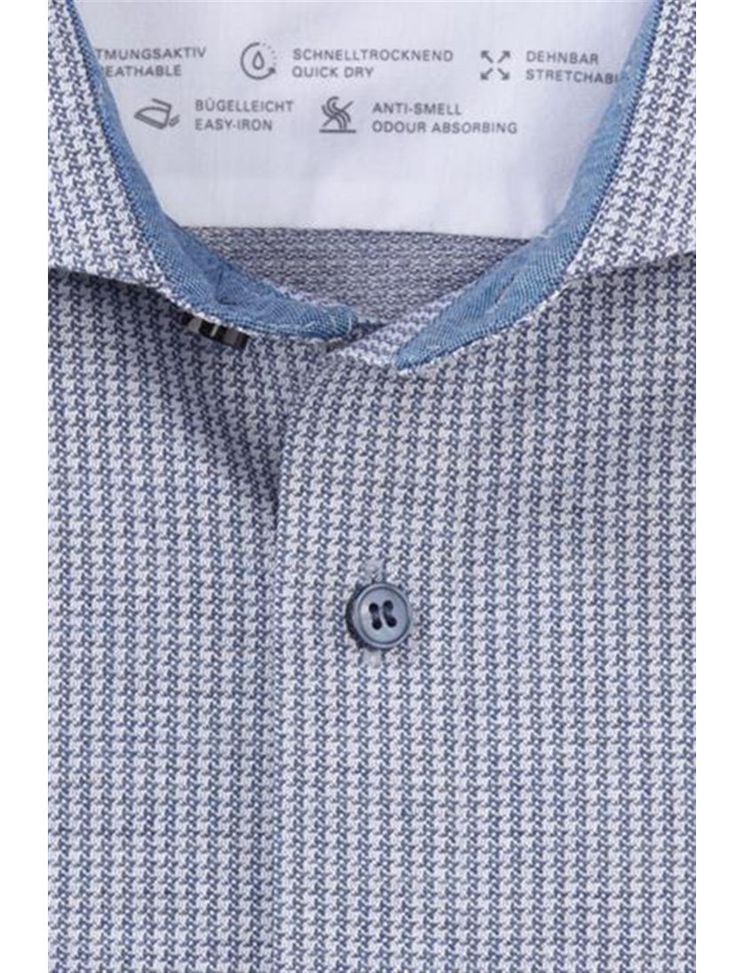 Level Five Olymp business overhemd lichtblauw geprint katoen