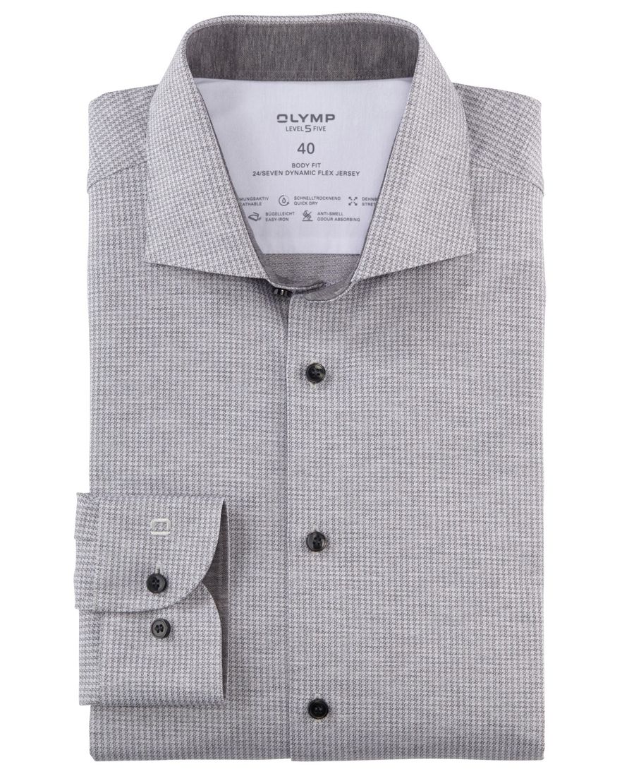 Grijs geprint Olymp business overhemd Level Five extra slim fit