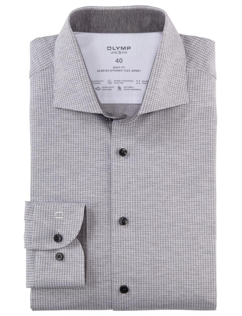 Olymp business overhemd Level Five grijs met print