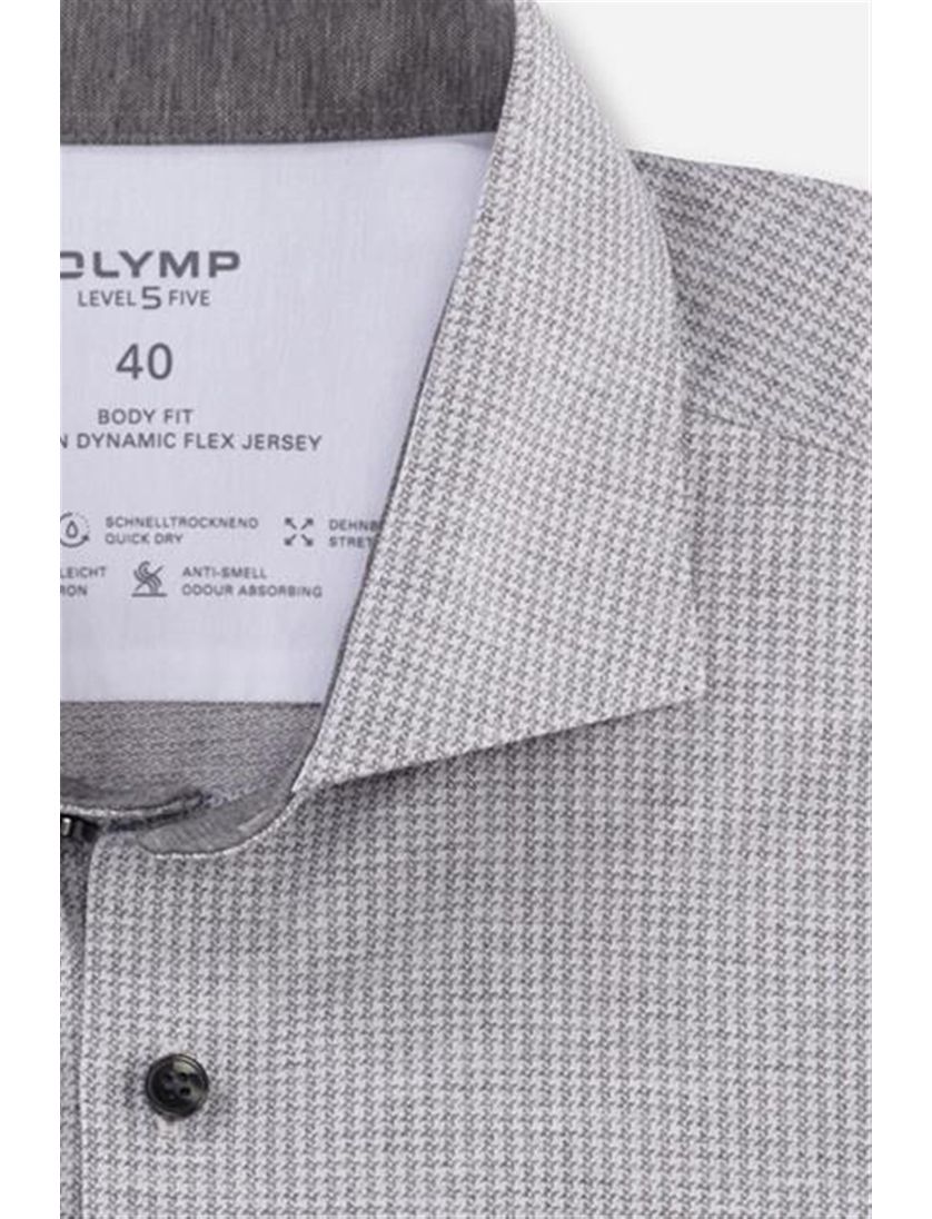 Olymp business overhemd Level Five grijs met print