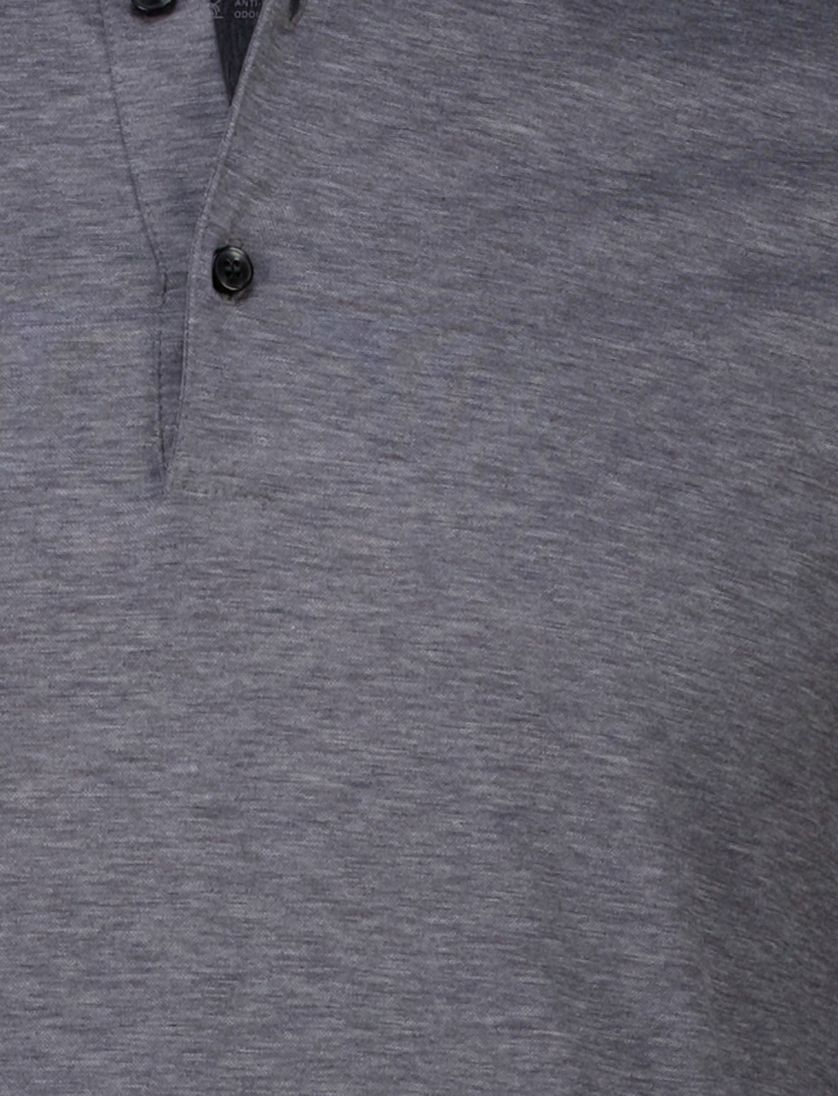 poloshirt lange mouw Olymp gemeleerd grijs jersey