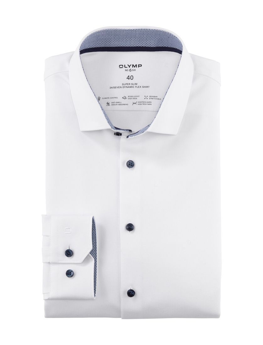 Katoenen Olymp overhemd mouwlengte 7 extra slim fit wit effen
