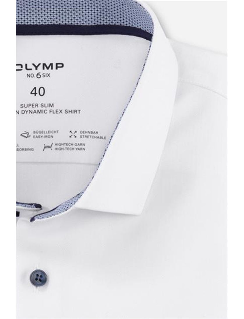 Katoenen Olymp overhemd mouwlengte 7 extra slim fit wit effen