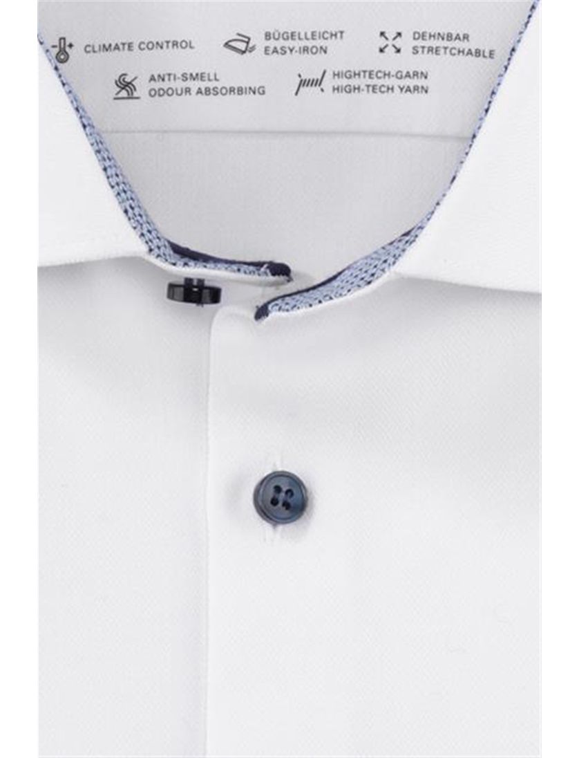 Katoenen Olymp overhemd mouwlengte 7 extra slim fit wit effen
