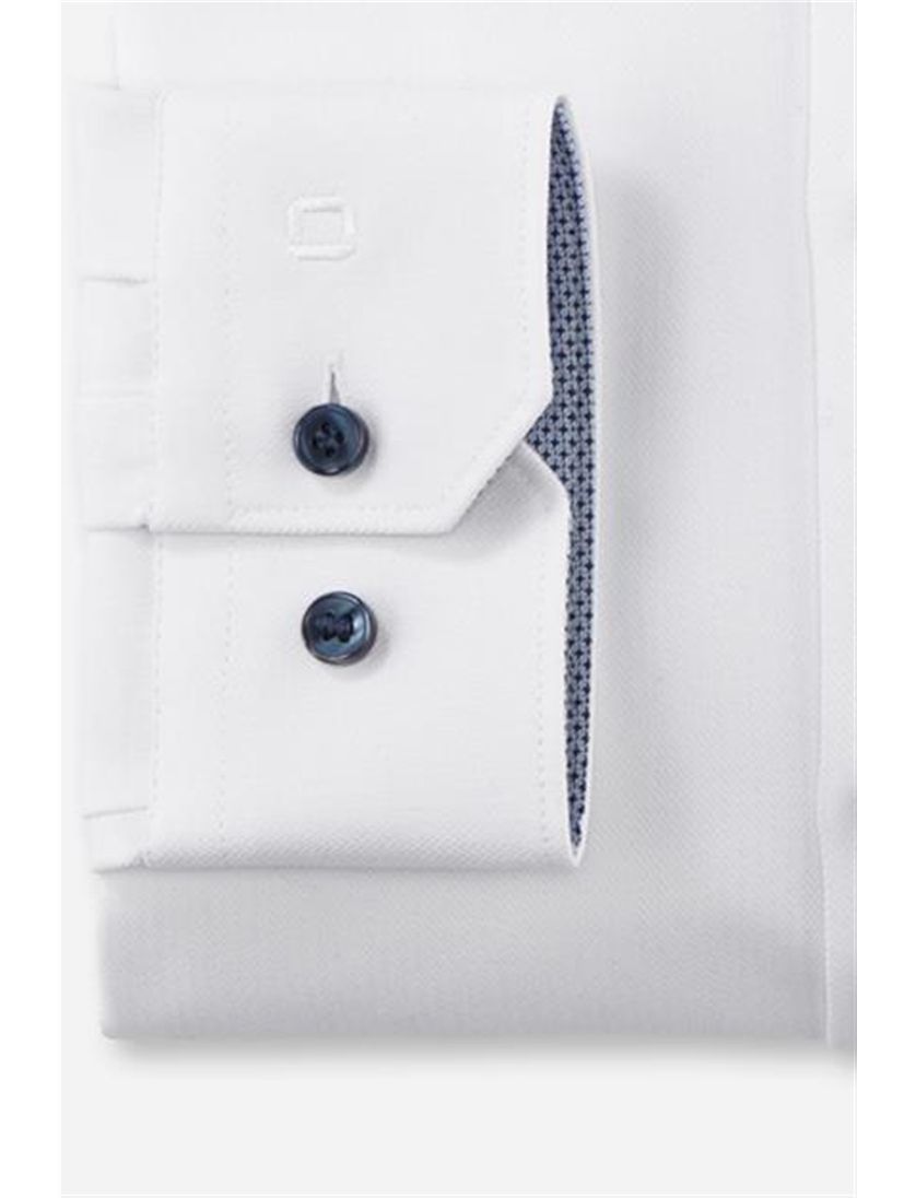 Katoenen Olymp overhemd mouwlengte 7 extra slim fit wit effen