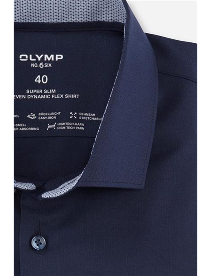 Navy effen Olymp overhemd mouwlengte 7 extra slim fit