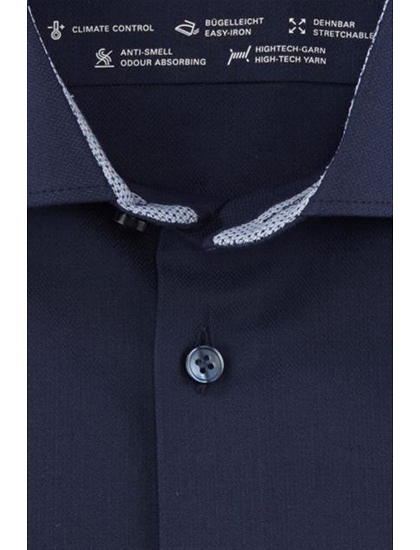 Navy effen Olymp overhemd mouwlengte 7 extra slim fit