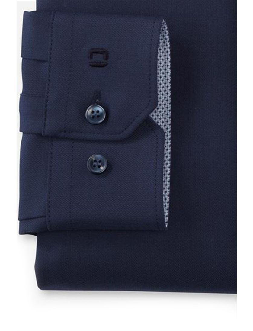 Navy effen Olymp overhemd mouwlengte 7 extra slim fit