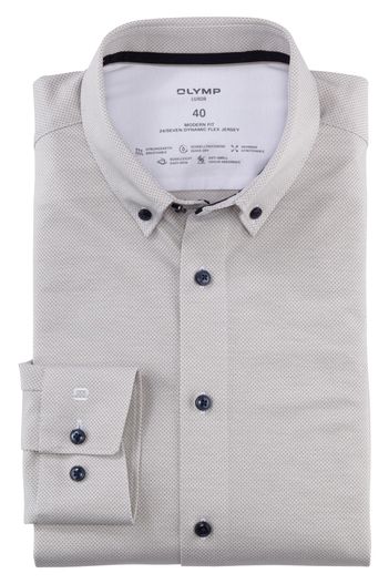 Olymp Olymp overhemd beige structuur button-down